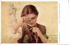 CPA Illustrateur Stachiewicz Venus z Milo i Honorka z Bronowic 