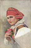VINTAGE POSTCARD Illustrator Koudelka Divka Z Ostrohu Folklore