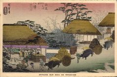 VINTAGE POSTCARD Japanese Japan Engraving on wood of Hiroshige