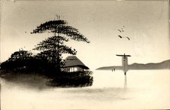 CPA Japon Nippon Barque paysage 