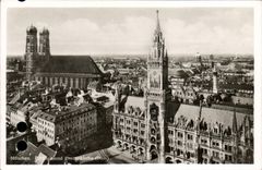MODERN CARD Munchen Rathaus und Frattenkirche Dom
