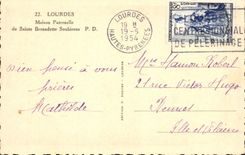 Casa paternal pesada de la POSTAL de la VENDIMIA Sainte de Bernadette Soubirous