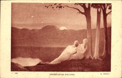 VINTAGE POSTCARD Contemplation Of Osbert Fall