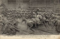 CPA Orleans Bas Relief De La Statue De Jeanne D'Arc Place du Matroi