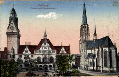 CPA Duisburg Rathaus Und Salvatorkirche