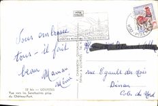 POSTAL MODERNA vista pesada hacia los santuarios tomados del castillo fuerte