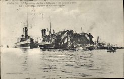 CPA Bateau de guerre Catastrophe du cuirasse Liberte apres la catastrophe