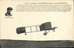 VINTAGE POSTCARD Plane Aviation the Paulhan biplane in full flight Octavie