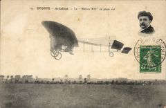 VINTAGE POSTCARD Plane Aviation Bleriot XII in full flight