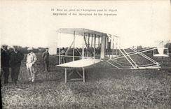CPA Avion Aviation Mise au point de l'aeroplane pour le depart Wilbur Wright 