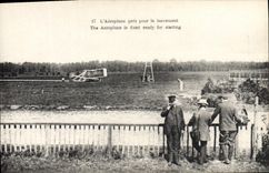 VINTAGE POSTCARD Plane Aviation the airplane ready for launching Wilbur Wright