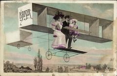 CPA Avion Aviation Femme 