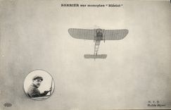 VINTAGE POSTCARD Plane Barrier Aviation on Bleriot monoplane