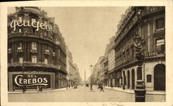 CPA Automobile Paris Rue de la Paix et Colonne Vendome Peugeot Sel Cerebos 