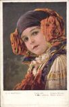 VINTAGE POSTCARD Illustrator Muttich Bow net detai Folklore