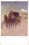 VINTAGE POSTCARD Illustrator Alte Zett Barouche Diligence