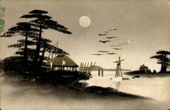 VINTAGE POSTCARD Japanese Japan Trees