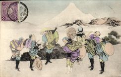 VINTAGE POSTCARD Japanese Japan Warriors Folklore