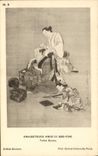 VINTAGE POSTCARD Japanese Japan Kwaigetsudo Ando Toilet scene British Museum Hairdresser