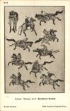 VINTAGE POSTCARD Japanese Japan Hokusai Mangwa Equestrian studies Horse British Museum Horsemanship