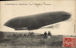 CPA Avion Aviation Zeppelin Dirigeable Atterrissage du Republique 