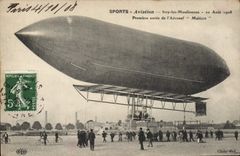 CPA Avion Aviation Zeppelin Dirigeable Issy les Moulineaux Premiere sortie de l'aeronef Malecot 