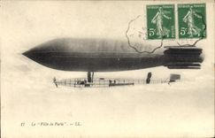 CPA Avion Aviation Zeppelin Dirigeable Ville de Paris 