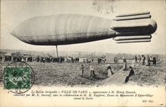 CPA Avion Aviation Zeppelin Dirigeable Ville de Paris Henry Deutsch Surcouf Essais de manoeuvres d'appareillage 