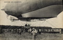 CPA Avion Aviation Zeppelin Dirigeable La Republique Grandes manoeuvres du Bourbonnais 