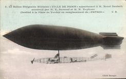 CPA Avion Aviation Zeppelin Dirigeable Ville de Paris Henri Deutsch Surcouf Kapferer