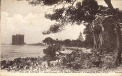 VINTAGE POSTCARD Islands De Holy Lerins Honorat the old monastery through the pines