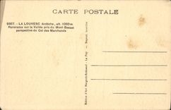 Panorama de Louvesc Ardeche de la POSTAL de la VENDIMIA en el valle tomado de la perspectiva de Besset del montaje del collar de los comerciantes