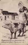 CPA Cochon Porc Folklore