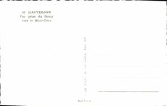 MODERN CARD Auvergne Seen from Of Sancy Towards the Mount Gilds