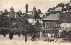 CPA Semur Vue Sur L'Armancon Et Le Donjon Lavandieres