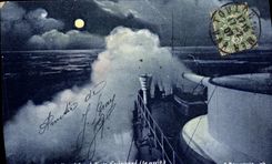 VINTAGE POSTCARD Bateau a big wave has edge of an armor the night