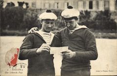 VINTAGE POSTCARD Toulon Boat a letter of the country