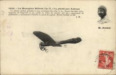 VINTAGE POSTCARD Avion Aviation Bleriot Monoplane controls by Aubrun