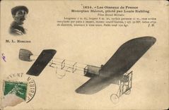 VINTAGE POSTCARD Avion Aviation Bleriot Monoplane controls by Louis Kuhling