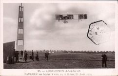CPA Avion Aviation Paulhan sur biplan Voisin 20 a Reims