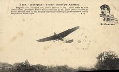 VINTAGE POSTCARD Avion Aviation TEllier Monoplane controls by Castle