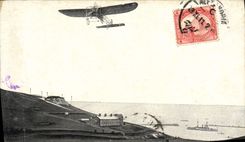 VINTAGE POSTCARD Plane Aviation Crossed of the English Channel Place or is Bleriot master key before atterir has Dover