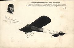 CPA Avion Aviation Monoplan Bleriot pilote par Leblanc 