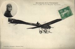CPA Avion Aviation Aerodrome de Champagne Vidart en plein vol sur monoplan Deperdussin 