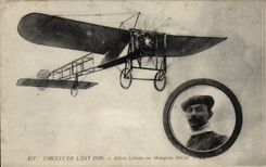 VINTAGE POSTCARD Plane Aviation Circuit of the East 1910 Alfred Leblanc on Bleriot monoplane