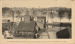 VINTAGE POSTCARD Automobile Floods of Paris 1910 the Seine invades the factories of the Continental Tire has Clichy