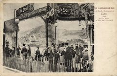 VINTAGE POSTCARD Automobile The sport equips Boulevard Montmartre Paris Vue well with the stand to the motor-show