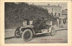 CPA Automobile M G Hours sur voiture Labor Pneus Continental Raid Marseille en 15 heures 