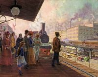 VINTAGE POSTCARD Illustrator Kircher Train