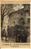 VINTAGE POSTCARD Swiss Illustrator University of Geneva Vouga